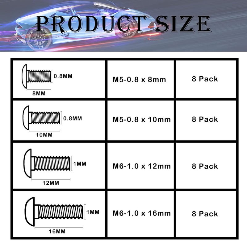 Crossarctic Black License Plate Screw Kit for Tesla Model 3, Model Y, M5-0.8 X 8 mm Pan Head Premium Stainless Steel Black Oxide for BMW 3 5 Series 1999-2007 (8 Pack) - Image 2